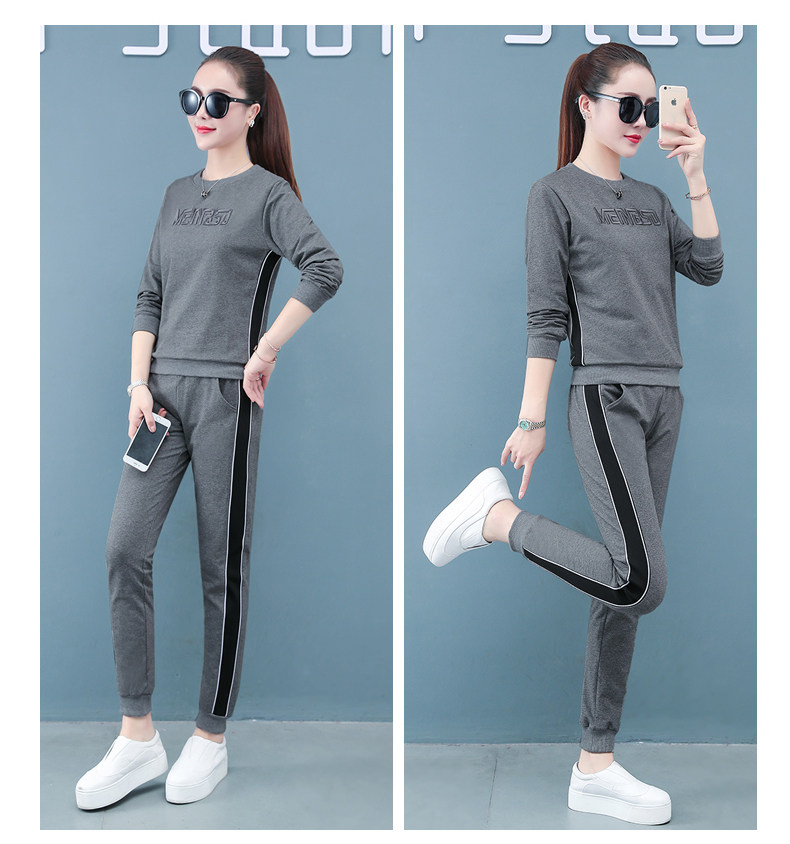 Лонгслив для отдыха, хлопковый весенний спортивный костюм, осенний комплект, коллекция 2021, оверсайз для девушки 