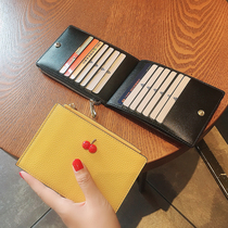 Leather card bag female ins tide small and exquisite high-end ultra-thin large-capacity coin purse all-in-one 2019 new wallet