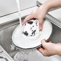 Japanese wood pulp cotton rag kitchen dishwashcloth Dishcloth Water Absorbent not stained with oil Cartoon Cute Wash Cup Brushed Sponge Wipe