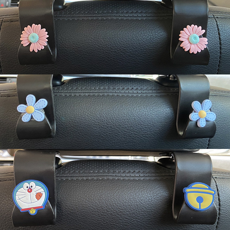 Car hook cartoon cute little daisy interior with seat back creative multi-function car interior printed invisible sticker hook