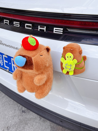 Car Tailgate Hanging Ornament Capybara Cute Cartoon Trunk Rear Car Exterior Decoration Doll