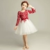 Trang phục cho bé gái Piano Váy cho trẻ em Váy công chúa Puffy Gạc Hoa Cô dâu Váy cưới Tay áo dài Chủ nhà Trang phục dạ hội - Váy trẻ em Váy trẻ em