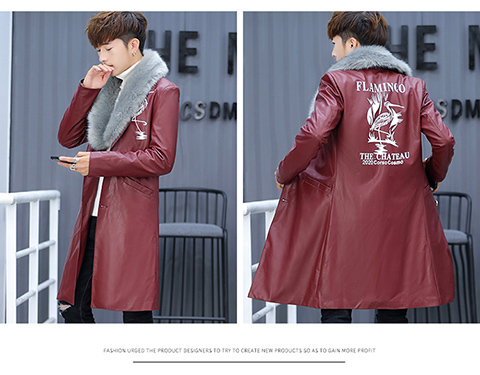 Sinh viên da nam dài phần lông lớn cổ áo nam thanh niên áo gió nam phiên bản Hàn Quốc của tự làm dày tóc stylist áo khoác da - Quần áo lông thú áo bomber nam