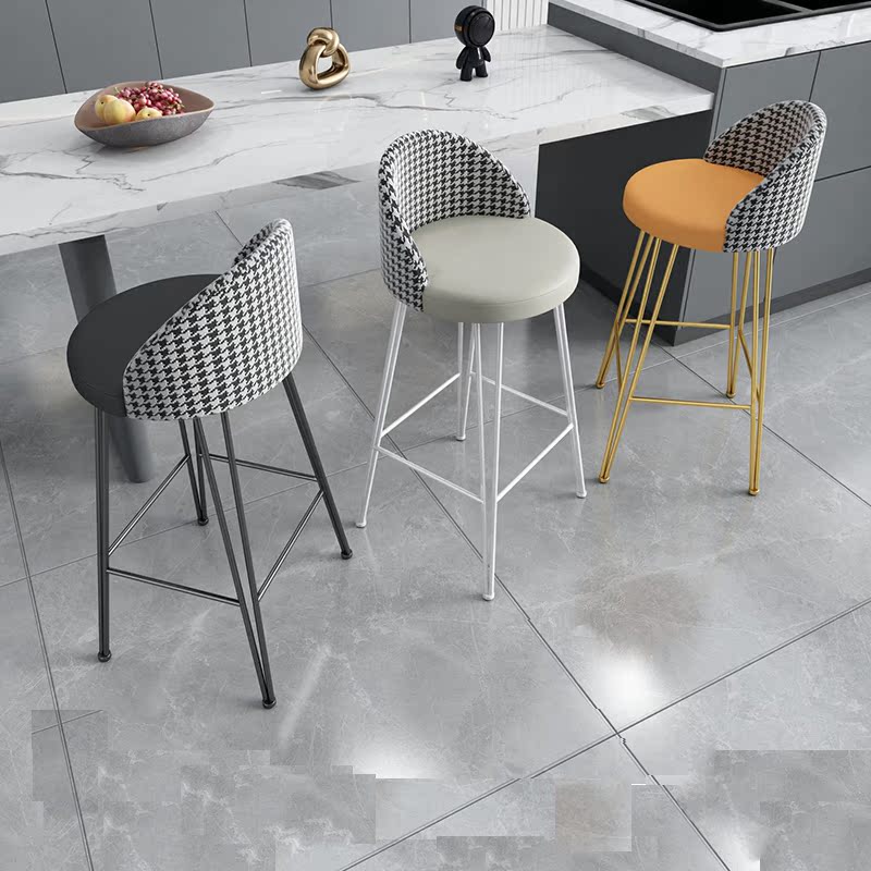 Nordic Bar Table Chair Modern Minima Bar Chair Light Lavish web Red High-footed Home Bench Backrest Casual Chair