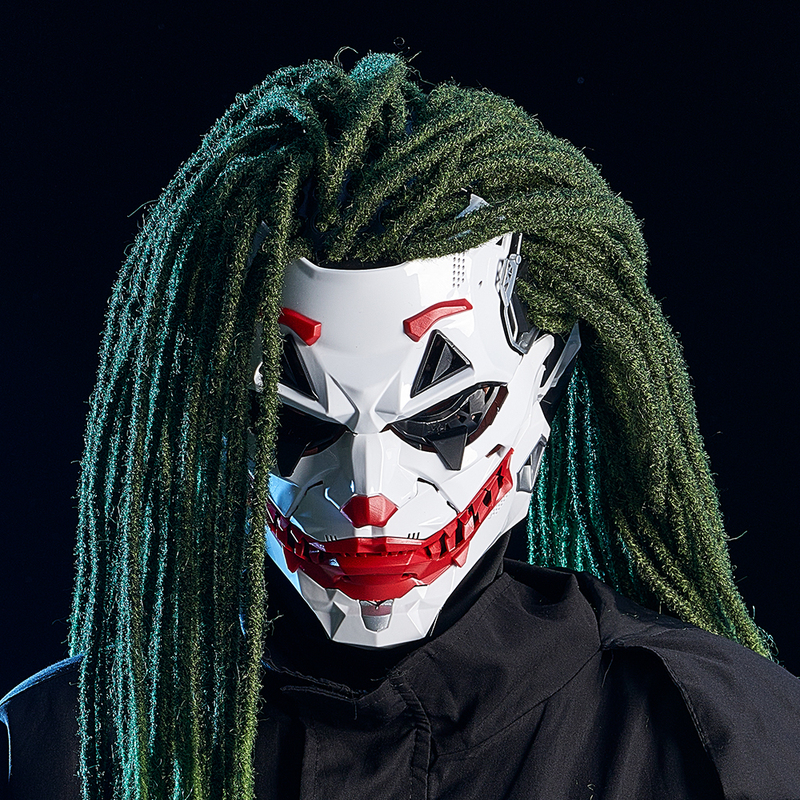 [24-Hour Shipping] Clown Mask Cyberpunk Dreadlocks Two-Dimensional Cos Resin Halloween Anime