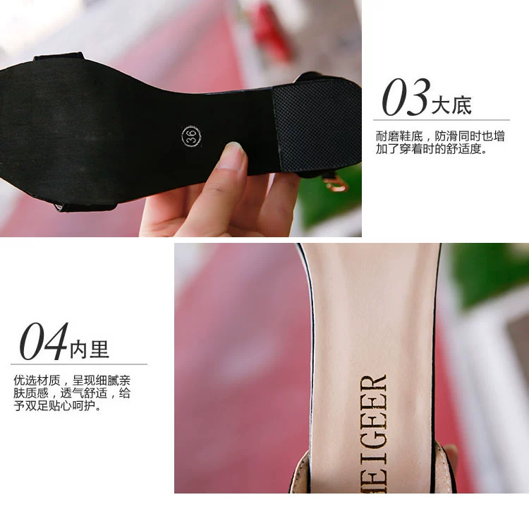 Mùa hè 2018 phong cách mới với sandal nữ phiên bản Hàn Quốc của những quý cô cao gót hoang dã dày với khóa từ có mã nhỏ 33