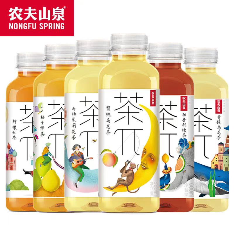 Nongfu Spring Tea Unity Fruity Tea Beverage 500ml*15 Bottles Full Box Multi-Flavor Peach Oolong Lemon Black Tea