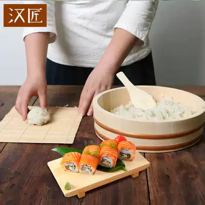 Han craftsman household personalized sushi tool commercial wooden rice mix bucket bamboo curtain rice bowl Japanese sushi wooden bucket