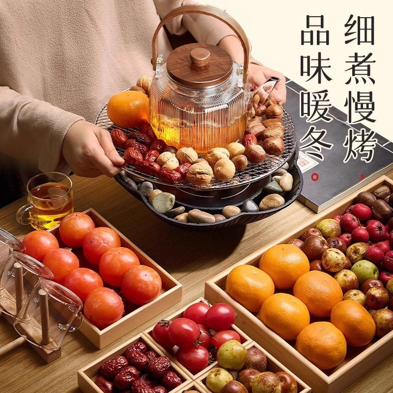 Baoxuan Round Stove Tea Cooking and Baking Stove Set Home Indoor Tea Set New Tea Cooker Pot Electric Ceramic Stove Set