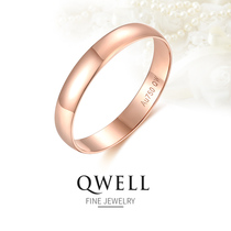 Seven Wei 18K rose gold ring platinum female ring gold gold wide version of ring color gold glossy male wedding ring Shunfeng