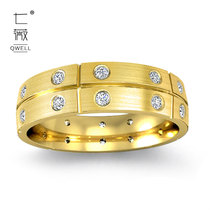 Seven Wei 18k diamond ring gold mens ring wide version of diamond wire drawing process platinum diamond ring wedding ring