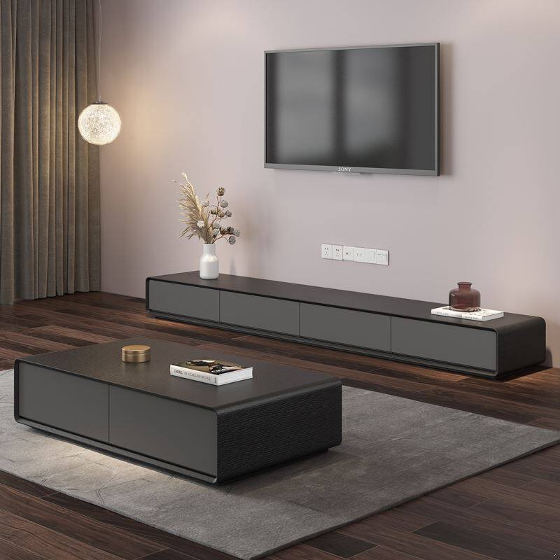 Modern minimalist TV cabinet Tea Table Combinations Light Lavish Black Grey Furniture room TV Enclosures Nordic small family-type lockers
