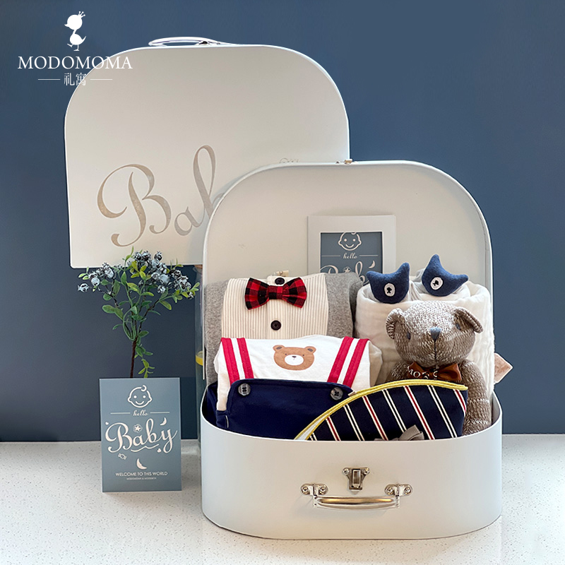 modomoma newborn supplies baby gift box male treasure spring and autumn British gentleman holding baby bag full moon 100th birthday ceremony