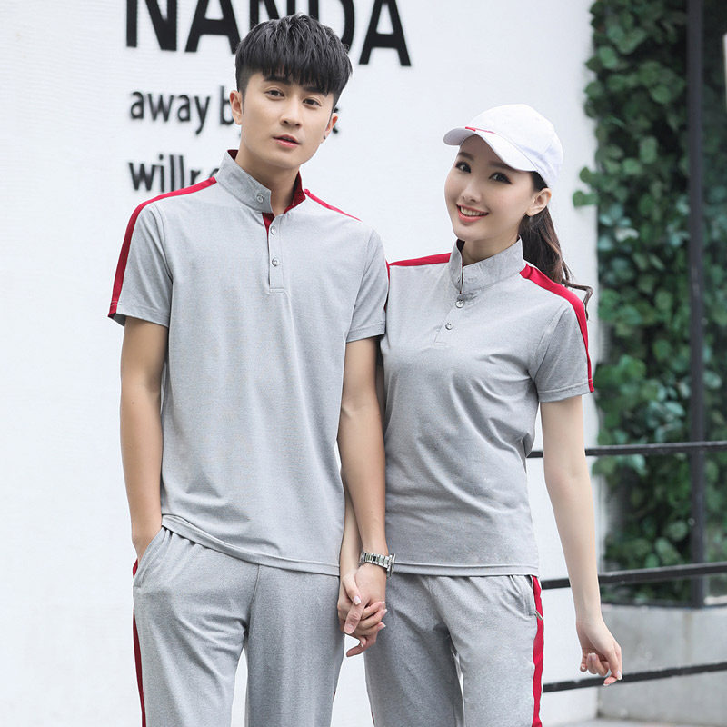Sports suit men's summer short-sleeved trousers casual couples wear quick-drying running fitness sportswear women's two-piece set