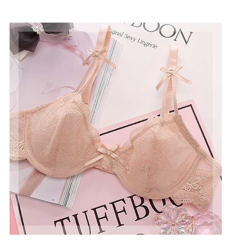 Mùa hè mỏng sexy ren đồ lót trong suốt nữ vòng thép mà không sponge áo ngực ngực lớn áo ngực nhỏ phần mỏng cô gái quần áo lót phụ nữ cao cấp