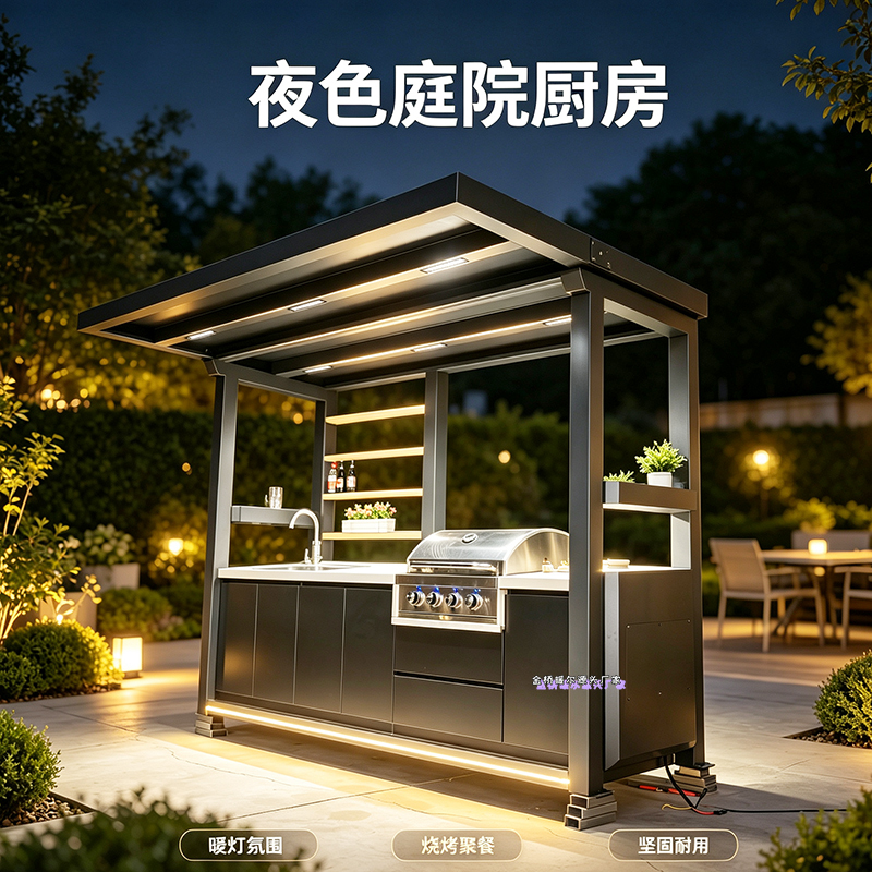 Movable Folding Multifunctional Electric Outdoor Kitchen Suitable for Garden Terrace Patio Storage and Barbecue Integrated Kitchen