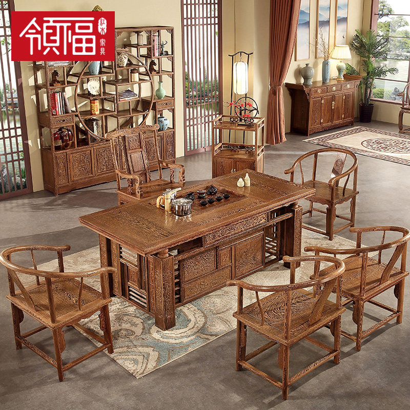 Leading Fu Mauwood Furniture Chicken Wing Wood Tea Table Solikung Kung Fu Tea Table Antique Living Room Tea Table