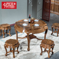 Table 4-chair small-type dining table and table with Fu Red Chicken Fin Round table table and chair dining table table