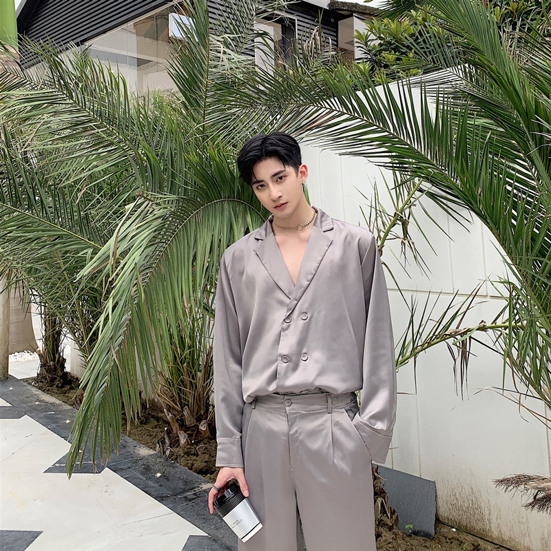 Spring Summer New Western Suit Male Port Version Sleeping Clothes Wind Casual Loose Suit Small Suit Hair Stylist Trendy Temperament Jacket