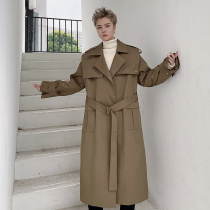 Autumn Yamamoto style Korean ins windbreaker men long loose waist thin knee coat cloak handsome handsome