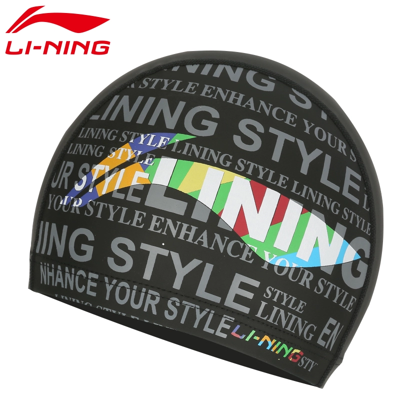 Li Ning mũ bơi chống thấm nước bảo vệ tai in pu mũ vải chống trượt nam và nữ mũ bơi suối nước nóng người lớn - Mũ bơi