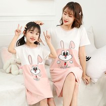 Parent-child mother and daughter nightdress Summer Girl cotton thin children sleeveless vest skirt girl pajamas