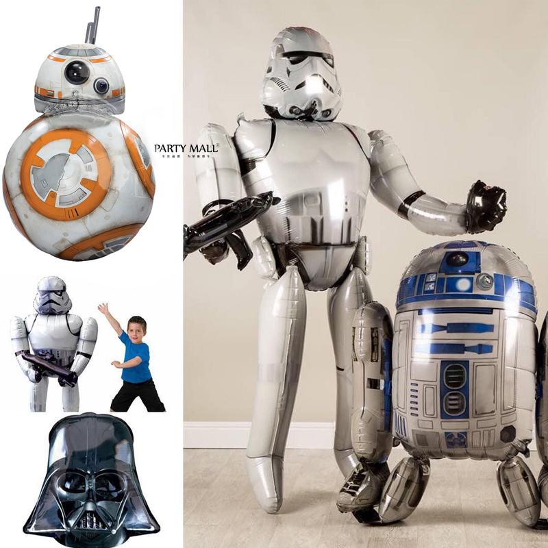 Imported Star Wars Large Themed Foil Balloons White Ice Black Knight Starwars Robot Birthday Decoration