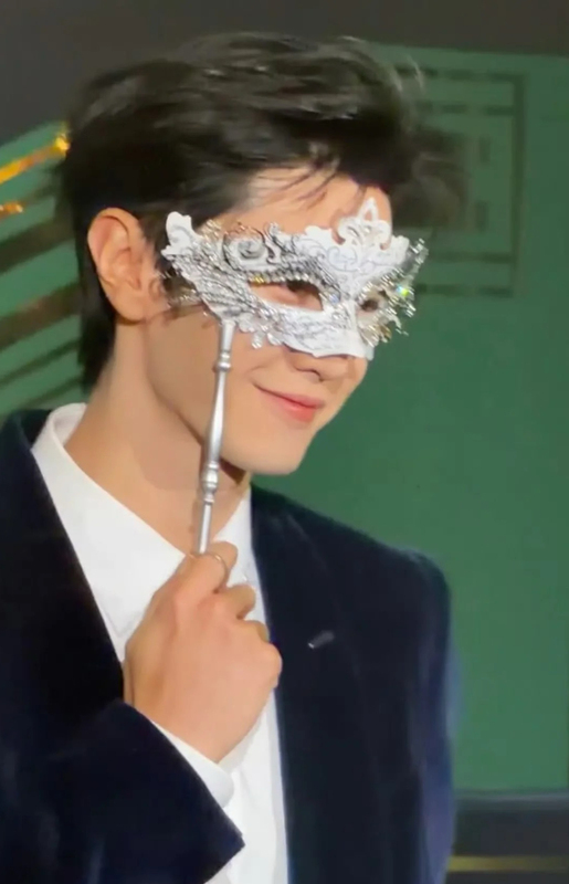Chen Zheyuan's Same Style Prince Masquerade Party Mask Noble Halloween Private Party Handheld Half-Face Dance Partner