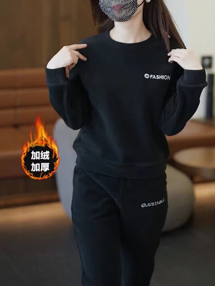 Спортивный костюм для отдыха, комплект, модная утепленная толстовка, городской стиль для девушки 