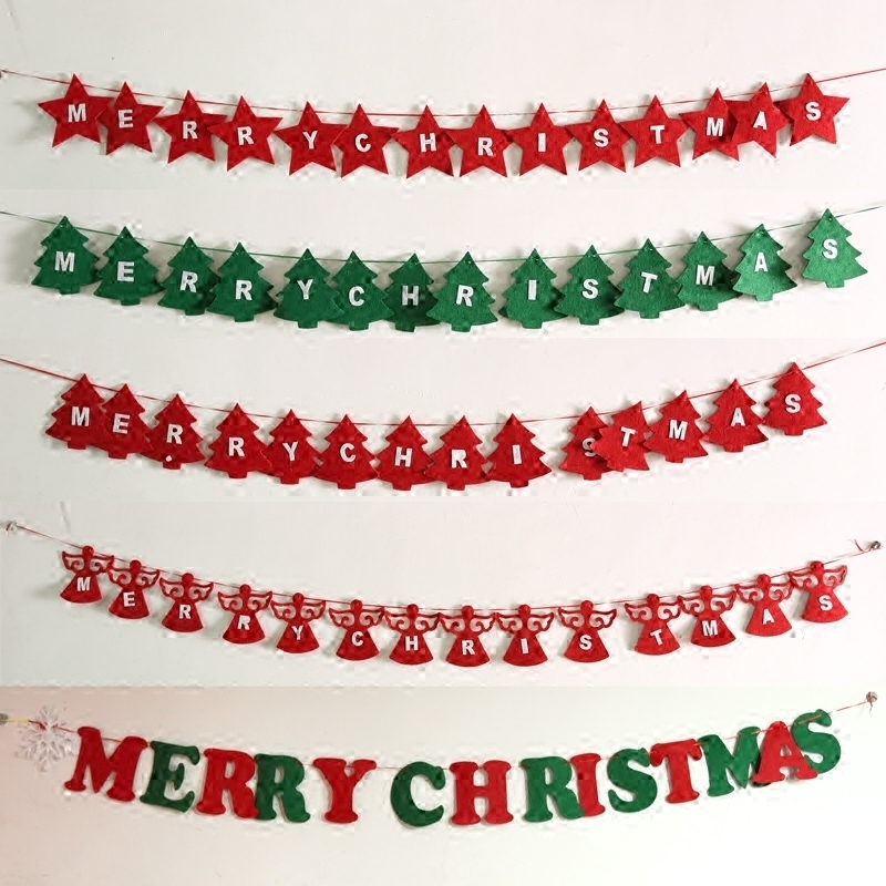 Running deer 2 5m non-woven alphabet bunting pull flag pull flower Christmas venue decoration Christmas banner