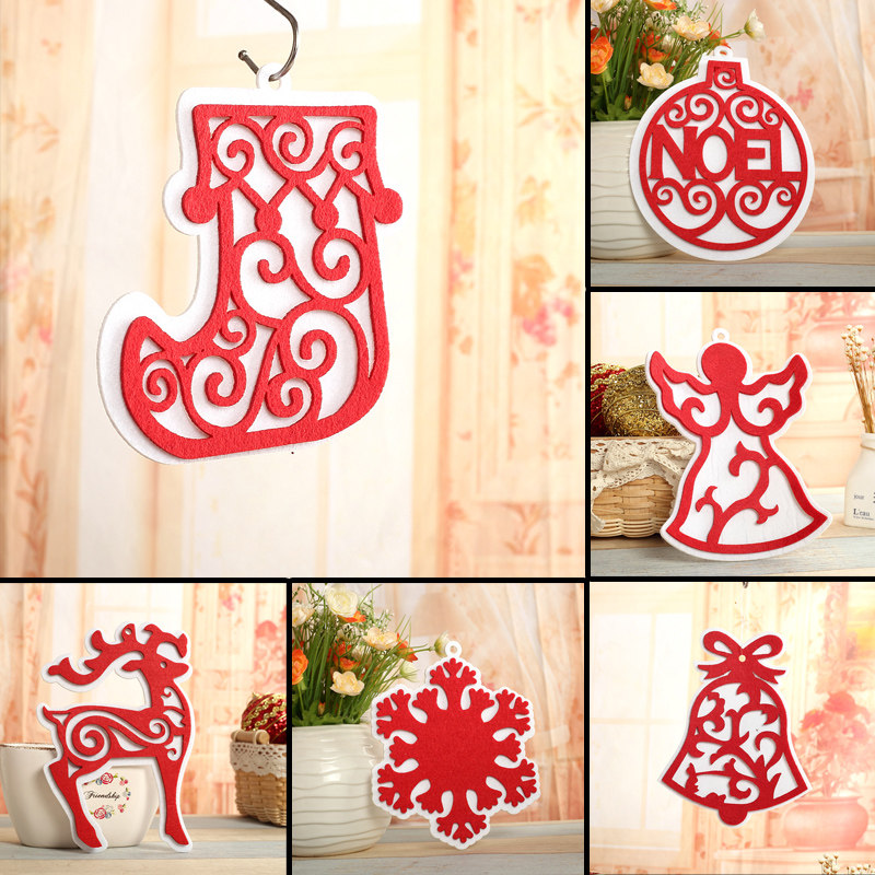 Running for deer Christmas door hanging Christmas decorations Christmas tree ornaments unwoven cloth snowflake deer bell pendants