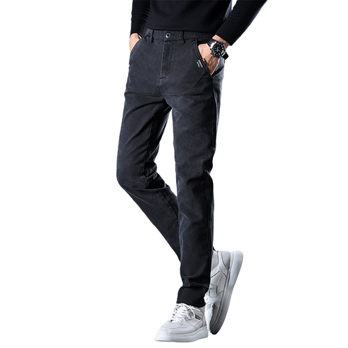 Демисезонные трендовые джинсы, утепленные повседневные брюки, штаны, оверсайз, свободный прямой крой