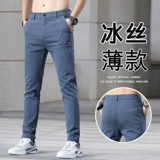 Весенние мужские осенние штаны, эластичные джинсовые джинсы, 2025 года, свободный прямой крой