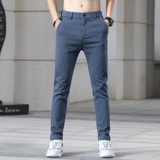 Весенние мужские осенние штаны, эластичные джинсовые джинсы, 2025 года, свободный прямой крой