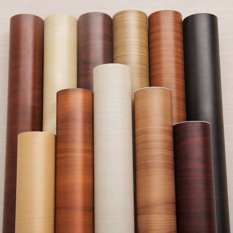 PVC Wallpaper Self-Glued Wardrobe Subtabletop Wood Door Sticker Old Home Renovation Stickers Waterproof Moisture-Proof Imitation Wood Grain Wall Sticker