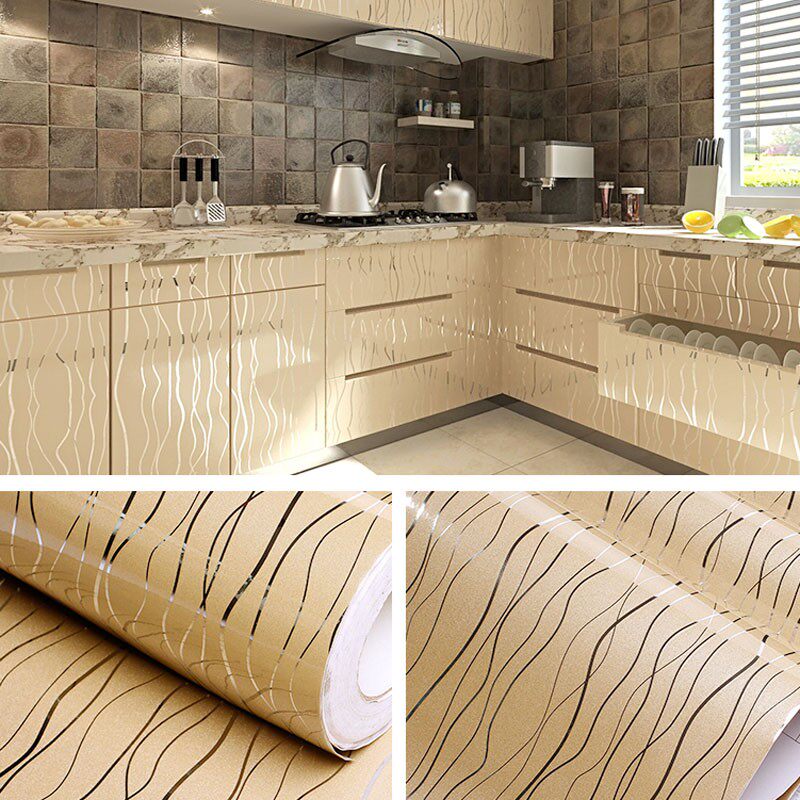 Kitchen Sticker Thickening waterproof anti-oil sticker overall cupboard fridge Desktop furniture Furniture Renovated laser PVC wallpaper Self-adhesive