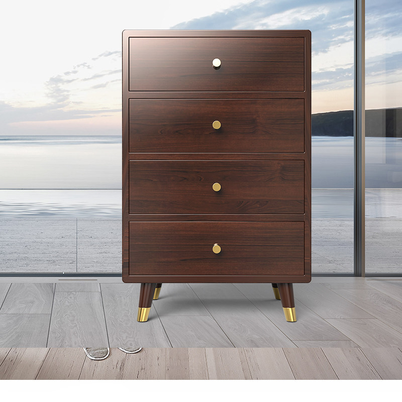 Tiger brand new Chinese style solid wood four drawers safe invisible 83cm high hidden smart touch screen fingerprint password drawer safe home anti-theft living room bedroom bedside storage safe box