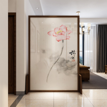  Chinese zen screen partition solid wood block living room entrance semi-transparent yarn modern simple mobile hand-painted seat screen