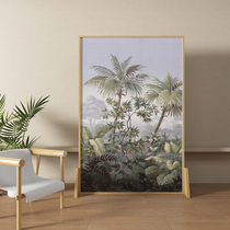 Screen partition living room mobile modern minimalist home office blocking door solid wood hand-painted coconut tree seat screen