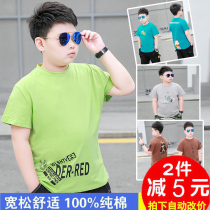 Fat boy short sleeve t shirt in large children weighed up summer boy loose large summer cotton half sleeve tops 9