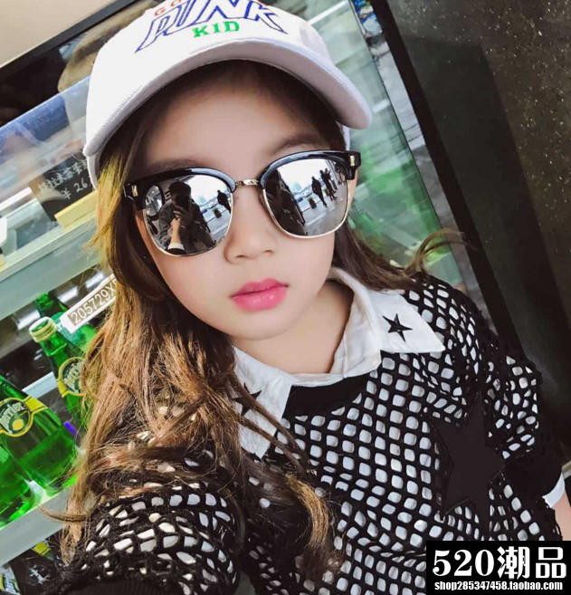 2019 new sunglasses large frame tide retro personality baby glasses male and female sunglasses anti UV shading mirror