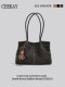 CEEKAY original niche simple retro suede tote bag for women 2026 new caramel color commuter shoulder bag