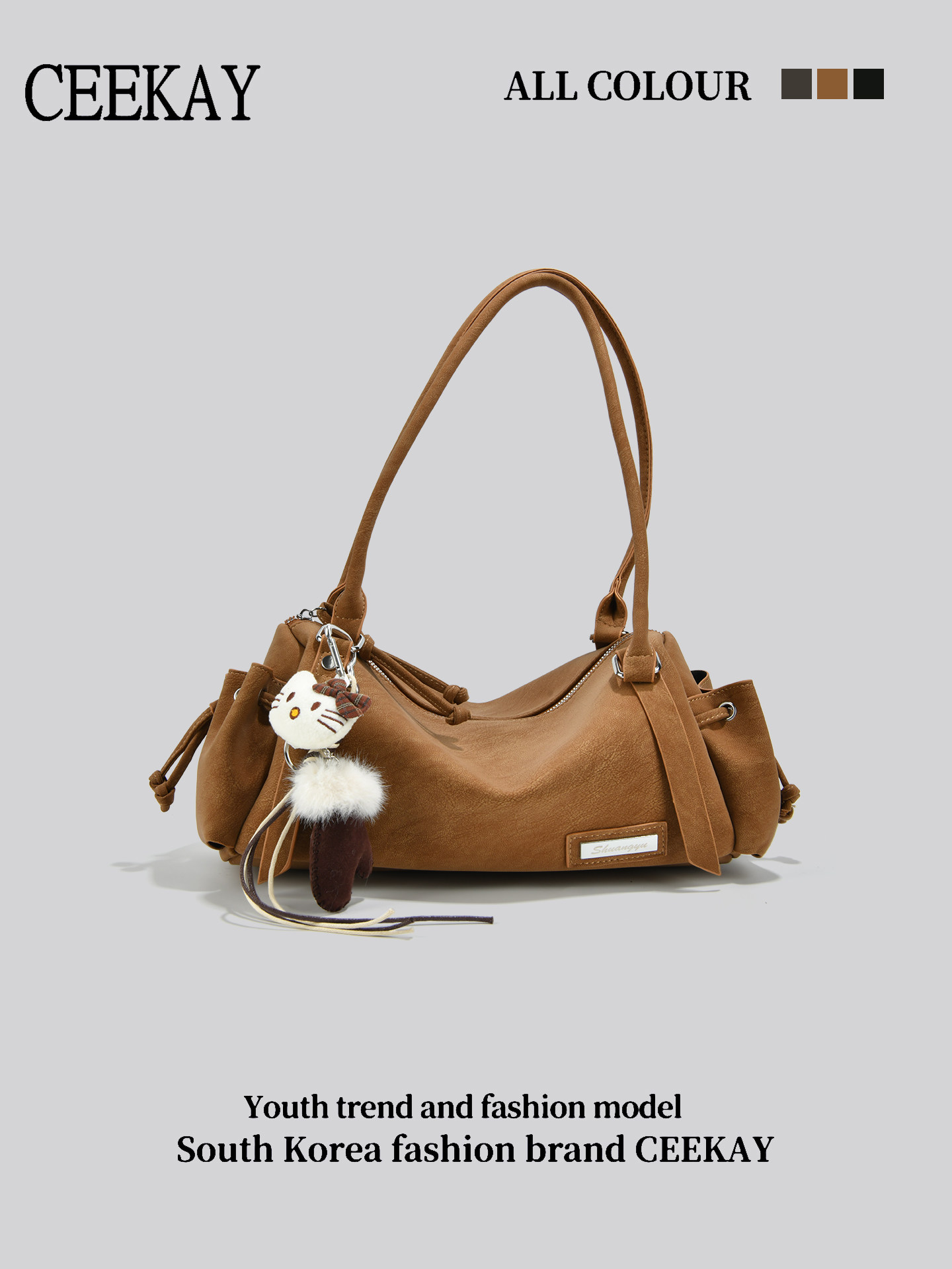 Ceekay Original Design Women's Bag 2025 New Suede Underarm Bag Light Luxury Niche Pillow Bag Black Bag