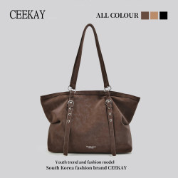 Ceekay Original Design Retro Tote Bag for Women, New Large-Capacity Commuter Shoulder Bag, Versatile and High-End Large Bag