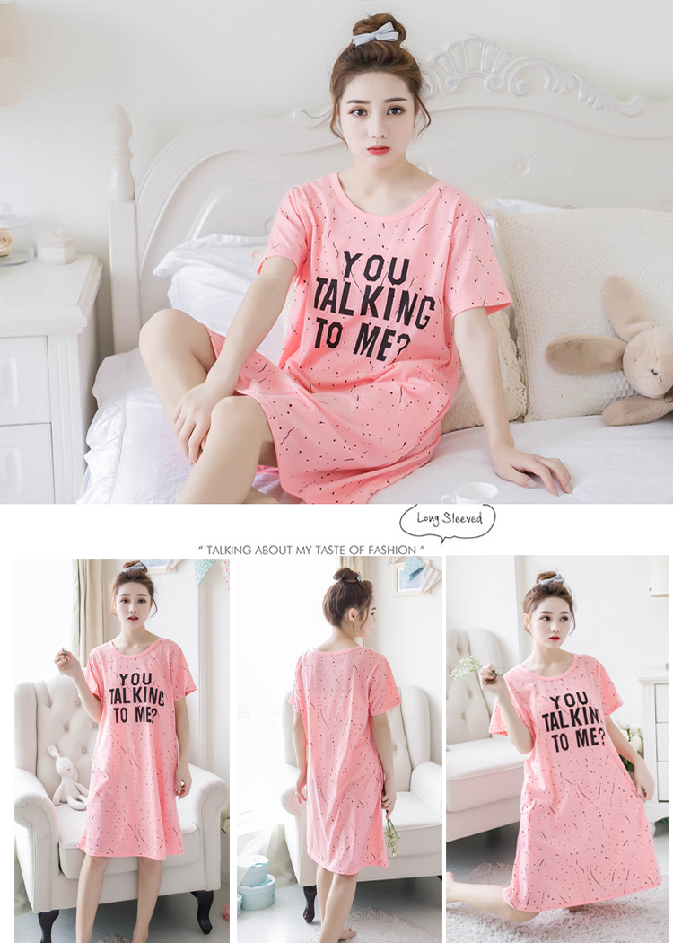 Phân bón đặc biệt XL đồ ngủ nữ mùa hè cotton ngắn tay lỏng Hàn Quốc phiên bản của nightdress chất béo mm200 kg ăn mặc