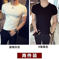 Круглый белый+v -neck черный