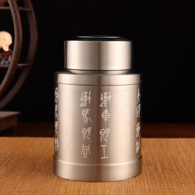 304 food grade stainless steel tea leaf jars imitation tin made storage tank size double red green tea seal preservation box
