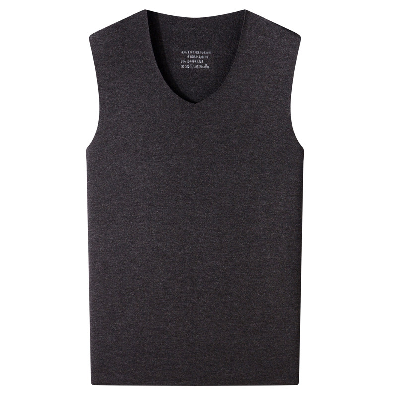 home daily seamless thermal vest men's autumn and winter close-fitting velvet sleeveless V-neck men's waistcoat