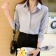 Autumn and winter simple shirt women's long-sleeved plus velvet padded blouse was thin temperament satin casual niche base shirt spring