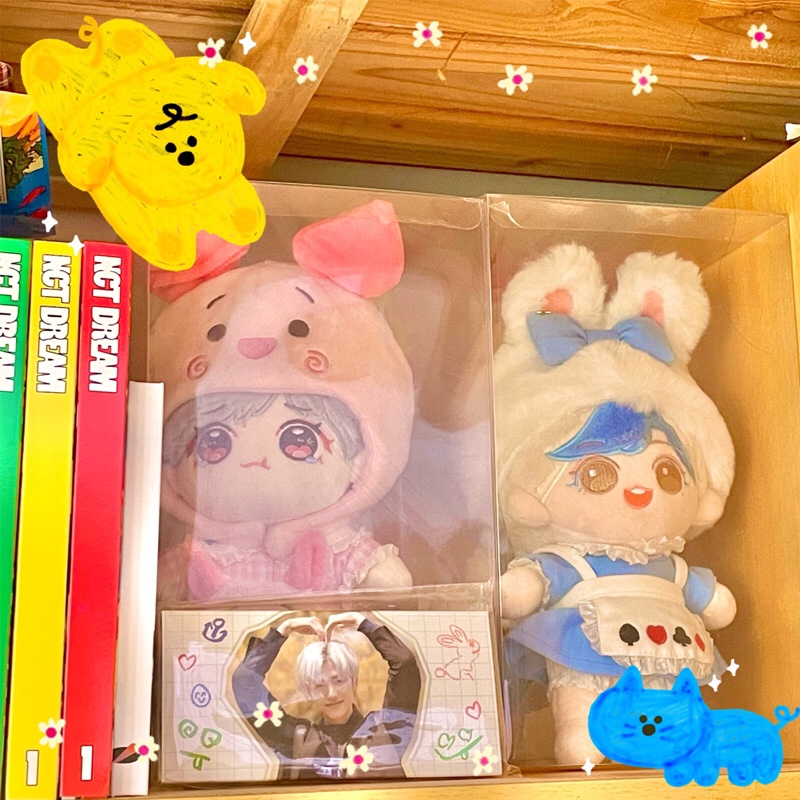 Cotton doll display box 20cm finishing model doll cabinet single dust cover transparent pvc doll storage shelf
